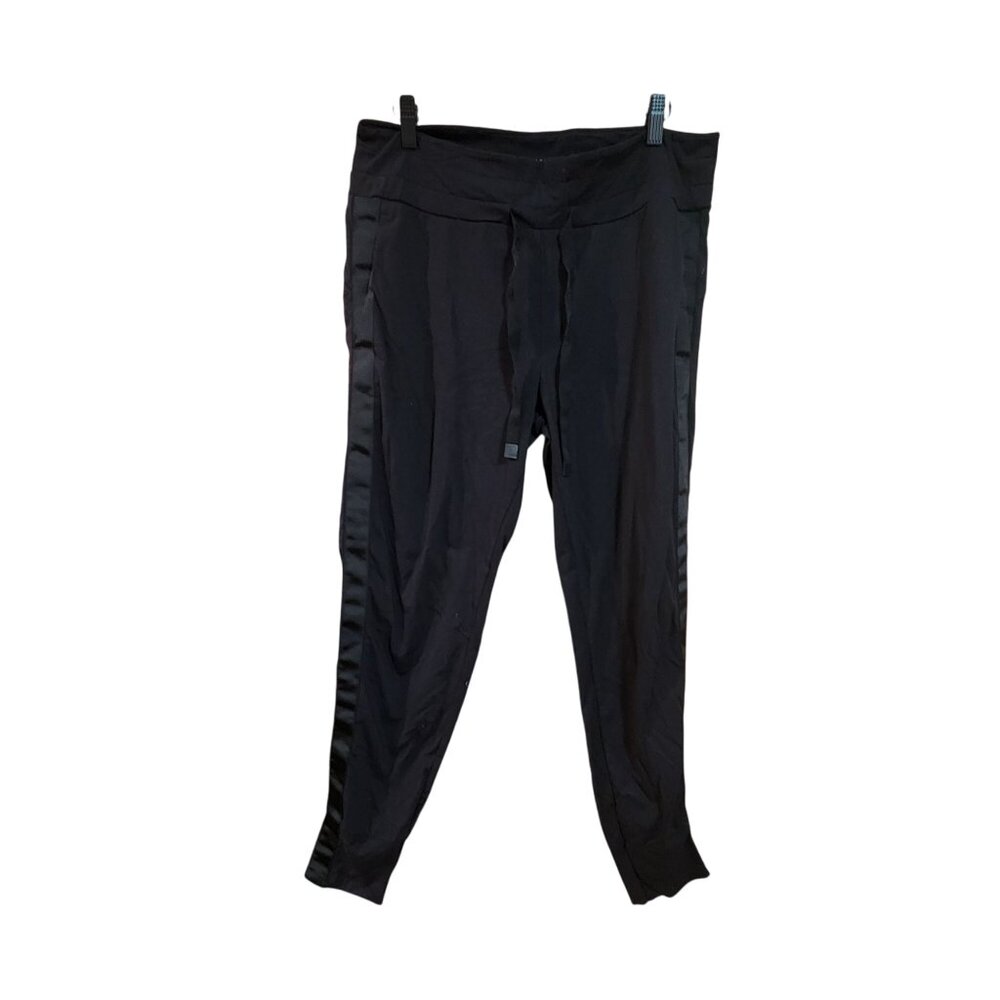 Athleta Womens Black Jogger Pants With Satin Side Trim Size M